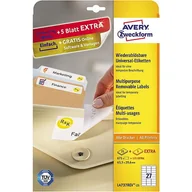 Etykiety do drukarek - Avery Zweckform Etykiety uniwersalne Zweckform usuwalne 63,5 x 29,6 mm, 810 etykiet 25 Arkuszy + 5 Arkuszy EXTRA ZW192 - miniaturka - grafika 1