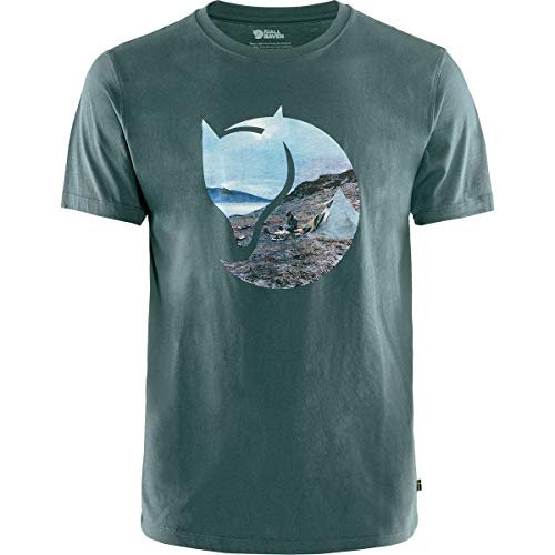 FJÄLLRÄVEN Męski T-shirt Gädgaureh '78 T z logo i nadrukiem fotograficznym. fioletowy Dunkelviolett (Dusk 042) S