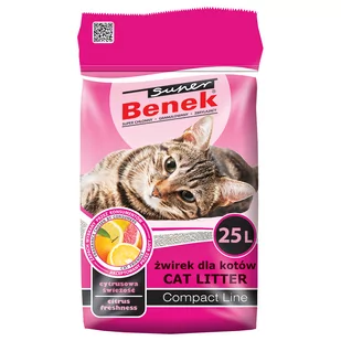BENEK BENEK Super Compact cytrusowa świeżość 25 l - Żwirek dla kotów - miniaturka - grafika 1