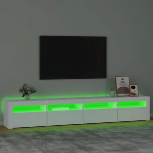 Lumarko Szafka pod TV z oświetleniem LED, biała, 240x35x40 cm - Szafki RTV - miniaturka - grafika 5
