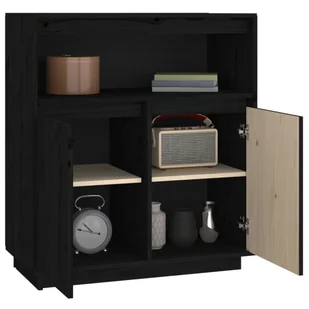 Lumarko Szafka, czarna, 70x34x80 cm, lite drewno sosnowe - Szafki do salonu - miniaturka - grafika 6