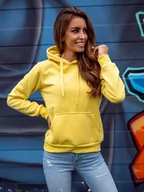 Bluzy sportowe damskie - Bluza damska żółta-neon kangurka Denley W02B - miniaturka - grafika 1