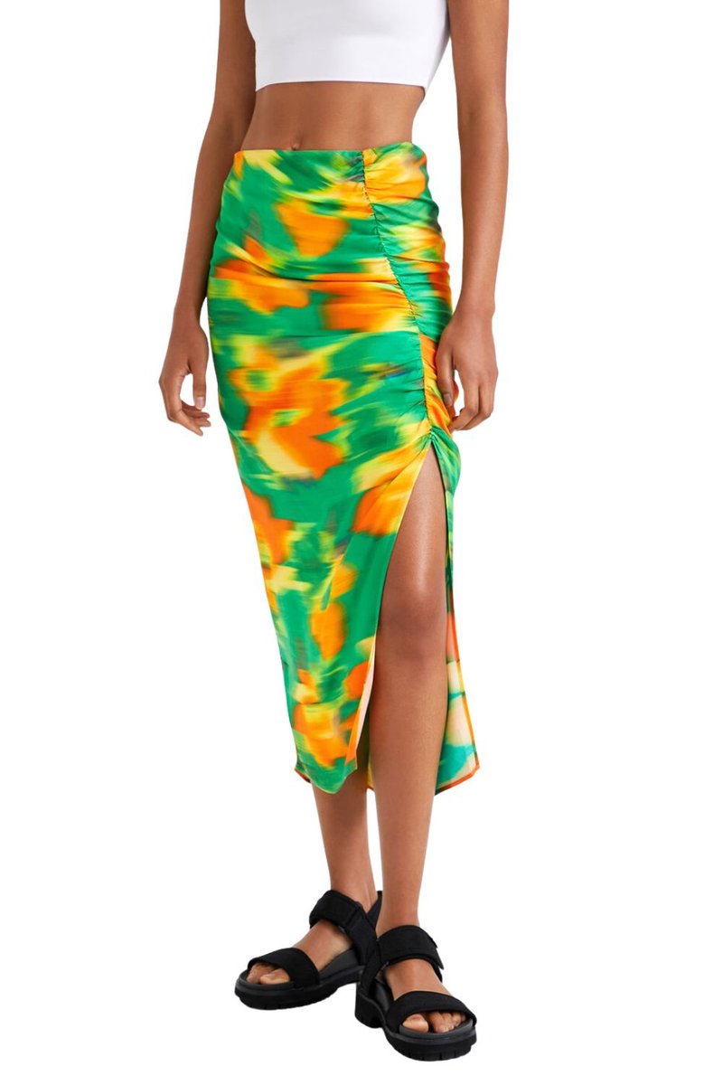 Spódnica damska Desigual Ida żołta efekt skóry węża-L