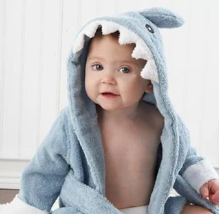 Bluzki dla niemowląt - Slowmoose Cartoon Hooded, Ręcznik do szlafroka dla dziecka Niebieski 3M - grafika 1