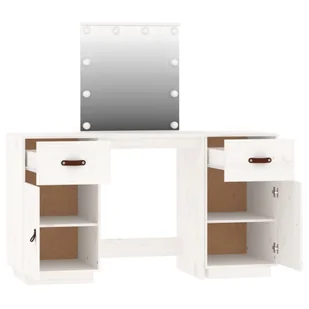 Lumarko Toaletka z LED, vit, lite drewno sosnowe - Toaletki - miniaturka - grafika 8