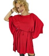 Sukienki - Brokatowa Sukienka tunika motyl wiązana w pasie ELENA - miniaturka - grafika 1