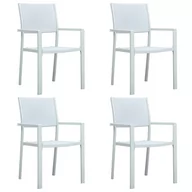 Fotele i krzesła ogrodowe - vidaXL Krzesła ogrodowe, 4 szt., białe, plastik stylizowany na rattan - miniaturka - grafika 1