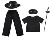 Stroje karnawałowe - ZESTAW ZORRO CZARNY 98-110 5el - miniaturka - grafika 1