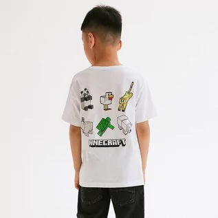 Koszulki dla chłopców - Reserved - T-shirt oversize Minecraft - Biały - grafika 1