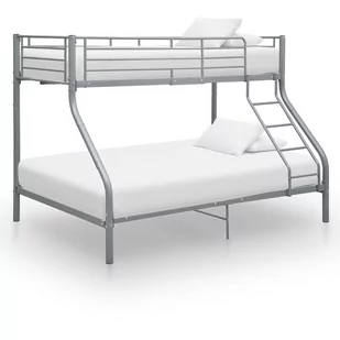 vidaXL Rama łóżka piętrowego, szara, metalowa, 140x200 cm/90x200 cm - Łóżka - miniaturka - grafika 1