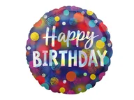 Balony i akcesoria - AMSCAN Balon foliowy Happy Birthday Kropki - cm - 1 szt. 4128301 - miniaturka - grafika 1