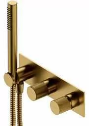 Omnires Contour Bateria wannowo-prysznicowa podtynkowa z zestawem złoto szczotkowane CT8035/1GLB - Baterie podtynkowe - miniaturka - grafika 2