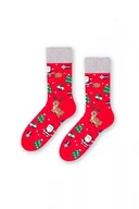 Skarpetki męskie - Steven 136 128 Mikołaj czerwone skarpety męskie - miniaturka - grafika 1