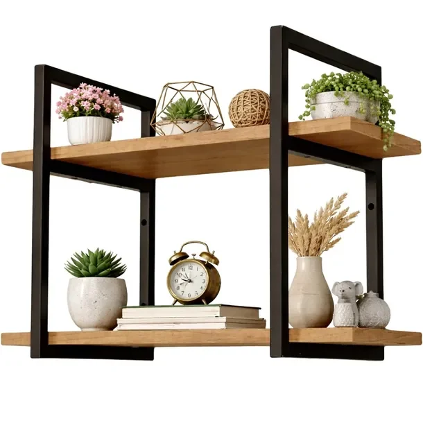 Półka na ścianę wisząca loft regał ścienny dąb złoty na ksiażki kwiaty loft