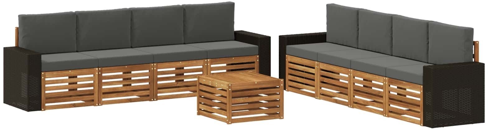 vidaXL Zestawy sof z poduszką 9 pcs Lite Drewno Akacji