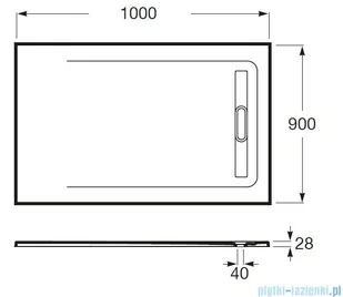 Roca Aquos 100x90cm brodzik prostokątny konglomeratowy perłowy AP6013E838401630 | - Brodziki prysznicowe - miniaturka - grafika 3