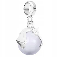 Bransoletki - Charms Srebrny z Nietoperzem Ptak Nietoperz Jasna Perła Perełka SREBRO 925 - miniaturka - grafika 1