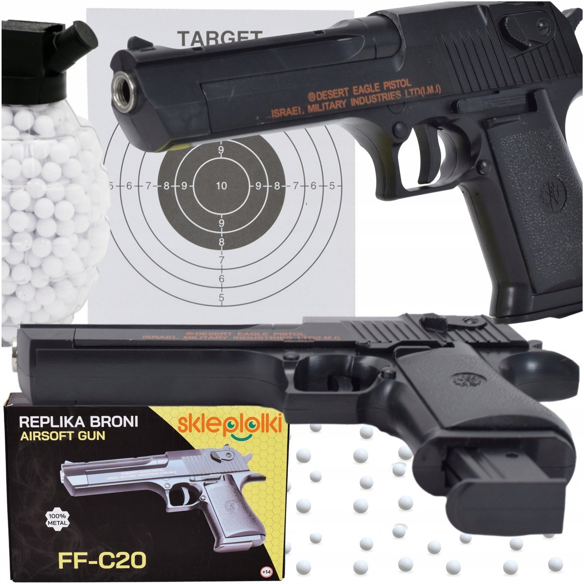 PISTOLET ASG METALOWY NA KULKI PlASTIKOWE BB REPLIKA DESERT EAGLE SOLIDNY