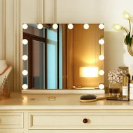 Lusterka do makijażu - Lustro Hollywood z oświetleniem, lustro stołowe z 14 ściemnianymi diodami LED i 3 kolorami światła, lusterko do makijażu,50 x 12 x 43 cm - miniaturka - grafika 1