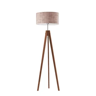 Drewniana lampa stojąca do salonu z abażurem HAITI VELUR - Lampy stojące - miniaturka - grafika 1