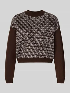 Sweter krótki z dzianiny z okrągłym dekoltem - Swetry damskie - miniaturka - grafika 1