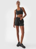 Spodenki damskie - 4F Spodenki treningowe szybkoschnące damskie - czarne XS - miniaturka - grafika 1