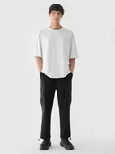 Spodnie męskie - Męskie spodnie materiałowe cargo Outhorn OTHWAW24TTROM0893 - czarne - miniaturka - grafika 1