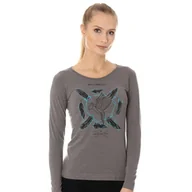 Pozostała odzież narciarska - Koszulka damska z długim rękawem z wełny merino Brubeck Outdoor Wool Pro - L - miniaturka - grafika 1