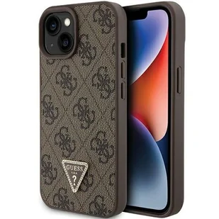 Guess GUHCP15SP4TDPW iPhone 15 6.1" brązowy/brown hardcase Leather 4G Triangle Strass - Etui i futerały do telefonów - miniaturka - grafika 1
