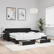 Sofy i kanapy - vidaXL Sofa rozsuwana z szufladami, czarna, 90x200 cm, aksamit - miniaturka - grafika 1