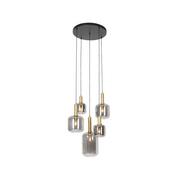 Lampy sufitowe - QAZQA Hanglamp zwart met goud met smoke glas 5-lichts - Zuzanna - miniaturka - grafika 1
