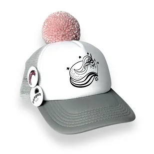 Szara czapka z daszkiem Pom Pom Cap Kotorożec - Czapki dla dzieci - miniaturka - grafika 1