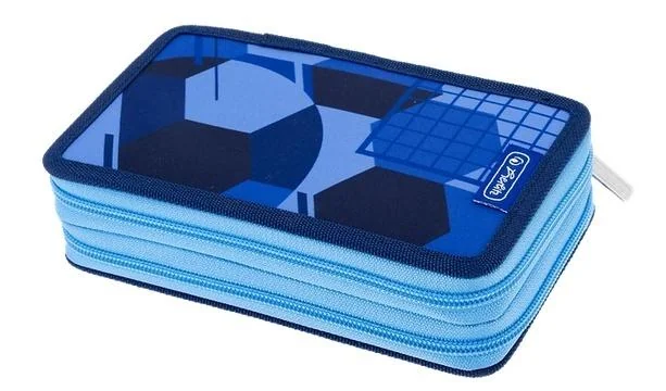 Podwójny piórnik Herlitz Blue Goal 23 elementy sportowy niebieski