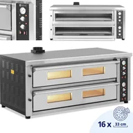 Piece, kotły i płyty grzejne gastronomiczne - Piec do pizzy podwójny z szamotem na 16 pizz śr. 33 cm 400 V 16800 W - miniaturka - grafika 1