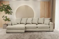 Narożniki - Sofa w kształcie L GABON narożnik z funkcją spania Riviera jasnobeżowy lewy - miniaturka - grafika 1