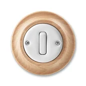 Wyłączniki światła i elektryczne - Wyłącznik pojedynczy / schodowy ABB DECENTO porcelana / buk naturalny - miniaturka - grafika 1