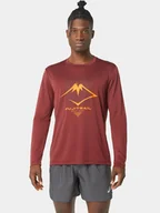 Koszulki męskie - Asics Longsleeve Fujitrail Logo Ls 2011C720 Czerwony Ahletic Fit - miniaturka - grafika 1