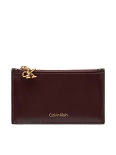 Calvin Klein Etui na karty kredytowe Ck Zip Cardcase 6Cc LV04F1076G Bordowy - Portfele - miniaturka - grafika 1