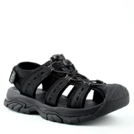 Sandały męskie - Grisport GR-25-01-9029M męskie sandały skórzane sportowe czarne - miniaturka - grafika 1