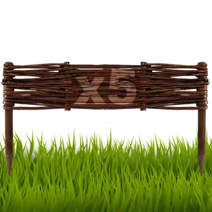 Floranica Płotek wiklinowy 5 szt. Wysokość: 10 cm x 50 cm ogrodzenie, palisada, obramowanie rabat, grządek, trawników, - Ogrodzenia - miniaturka - grafika 1
