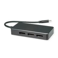 Złącza, przejściówki, adaptery - VALUE Adapter USB typu C -DP Multistream, 3x DP, 4K, M/F - miniaturka - grafika 1