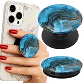 Uchwyty samochodowe do telefonów - Uchwyt do telefonu Popsocket na palce / stojak - CZARNY - MARMURKOWE WZORY - miniaturka - grafika 1