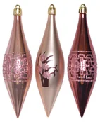 Bombki - EWAX, Komplet 9 bombek sopli różowo-burgundowych 11,5x11,5x15cm - miniaturka - grafika 1