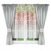 Firany - Firana Gotowa Kwiaty 400x155 Woal Firanka Kwiaty - miniaturka - grafika 1