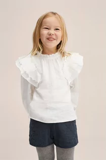 Bluzki damskie - Mango Kids bluzka bawełniana dziecięca Elia kolor biały gładka - grafika 1