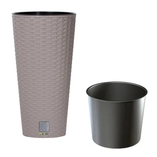 Doniczka okrągła wysoka rattan 30x30x57,2 cm mocca - Donice - miniaturka - grafika 1