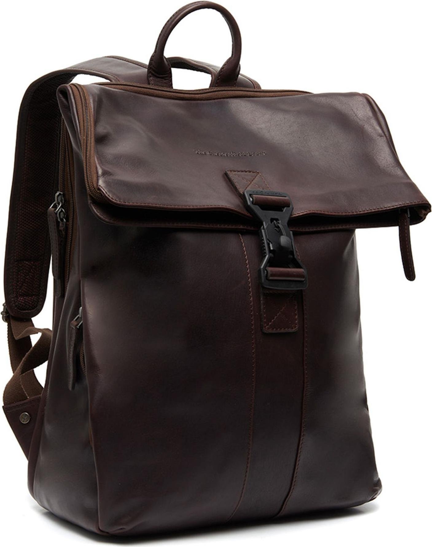 Skórzany plecak rekreacyjny marki Chesterfield z przegrodą na laptopa Savona Backpack 16,8L Brown ciemnobrązowy