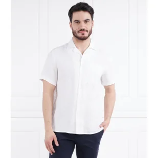 HUGO Lniana koszula Ellino 10248298 01 | Straight fit - Koszule męskie - miniaturka - grafika 1