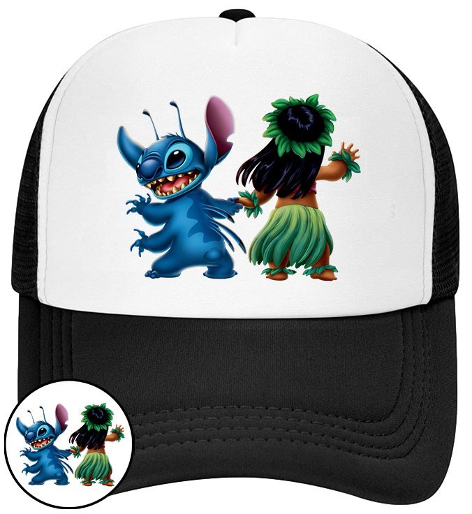 CZAPKA Z DASZKIEM LILO I STICH DLA DZIECI NA LATO CZARNA BEJSBOLÓWKA