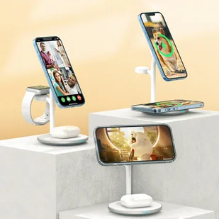 Choetech T585-F indukcyjna stacja ładująca 3w1 iPhone 12/13, AirPods Pro, Apple Watch biały - Ładowarki do telefonów - miniaturka - grafika 6